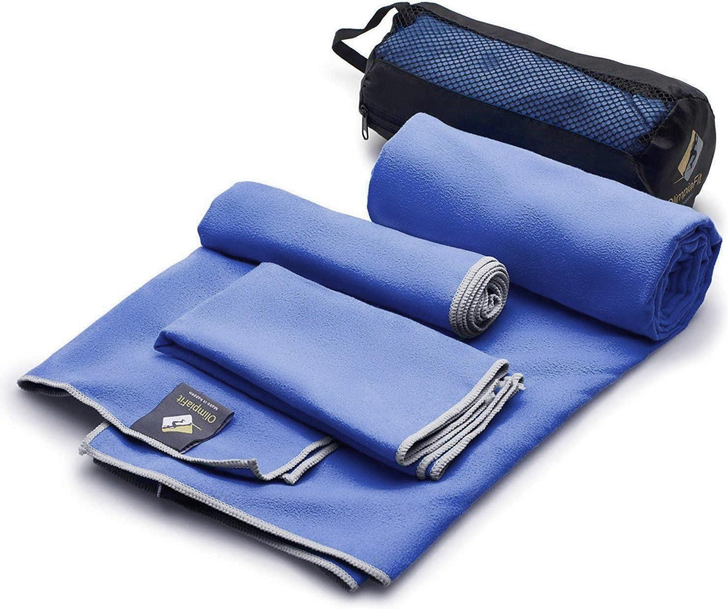 Quick Dry Microfiber Towels – 3-Pack Lightweight Travel Set is w/ Bag.