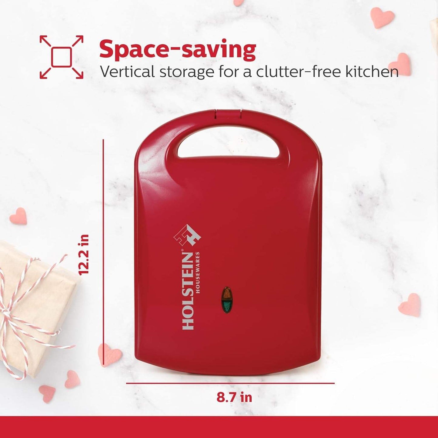 - Non-Stick Heart Waffle Maker, Red - Makes 4 Heart-Shaped Waffles in Minutes