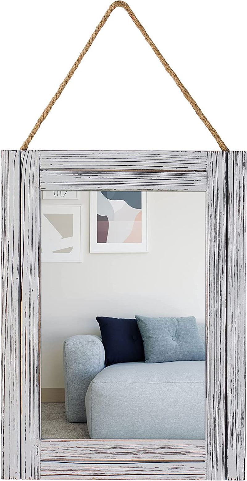 rustic wall mirror 12x16 Rustic Wood Wall Mirror with Hanging Rope....