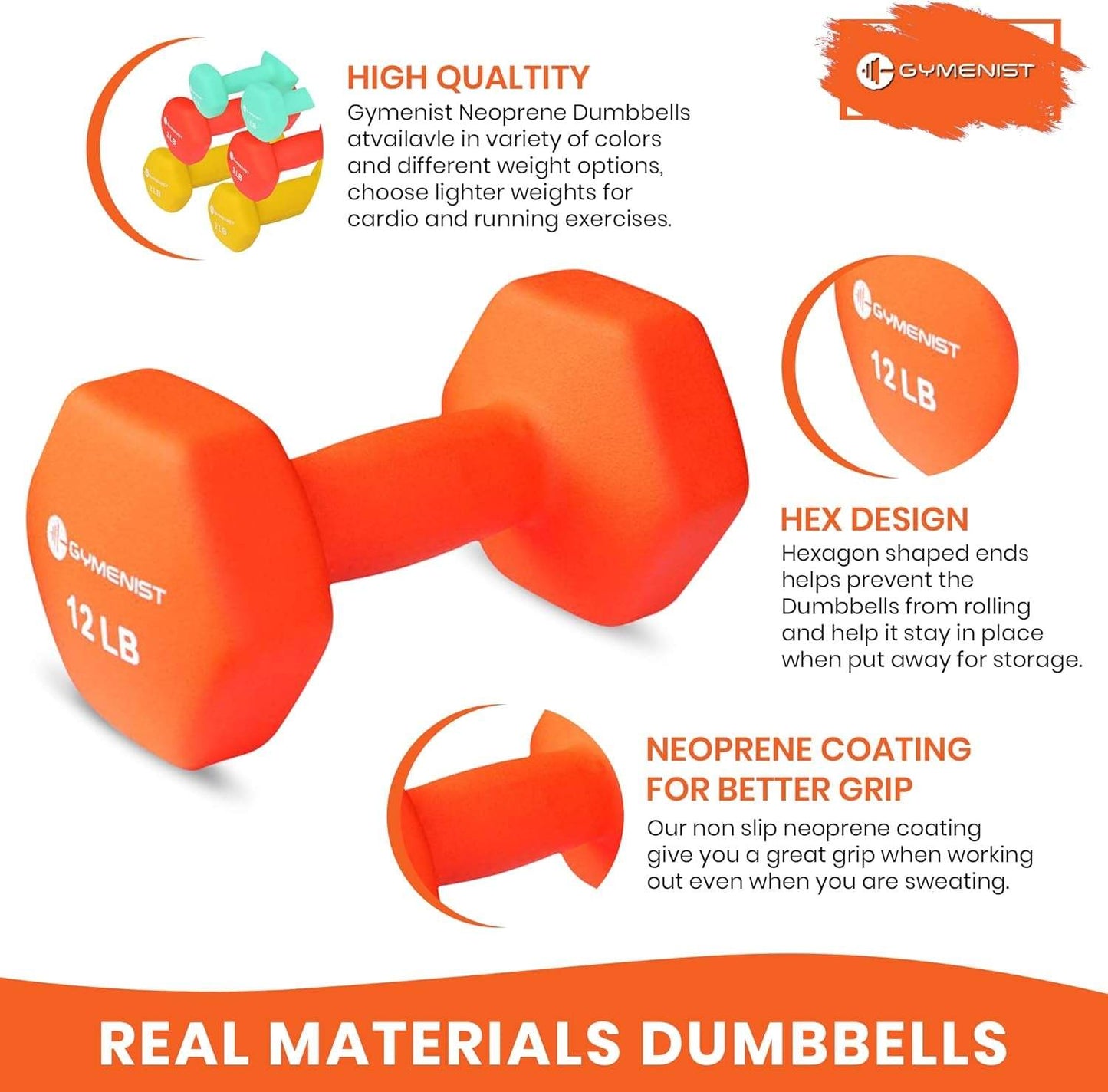Neoprene Dumbbells Pair of Non-Slip Grip Set of 2 Hand Weights fitness