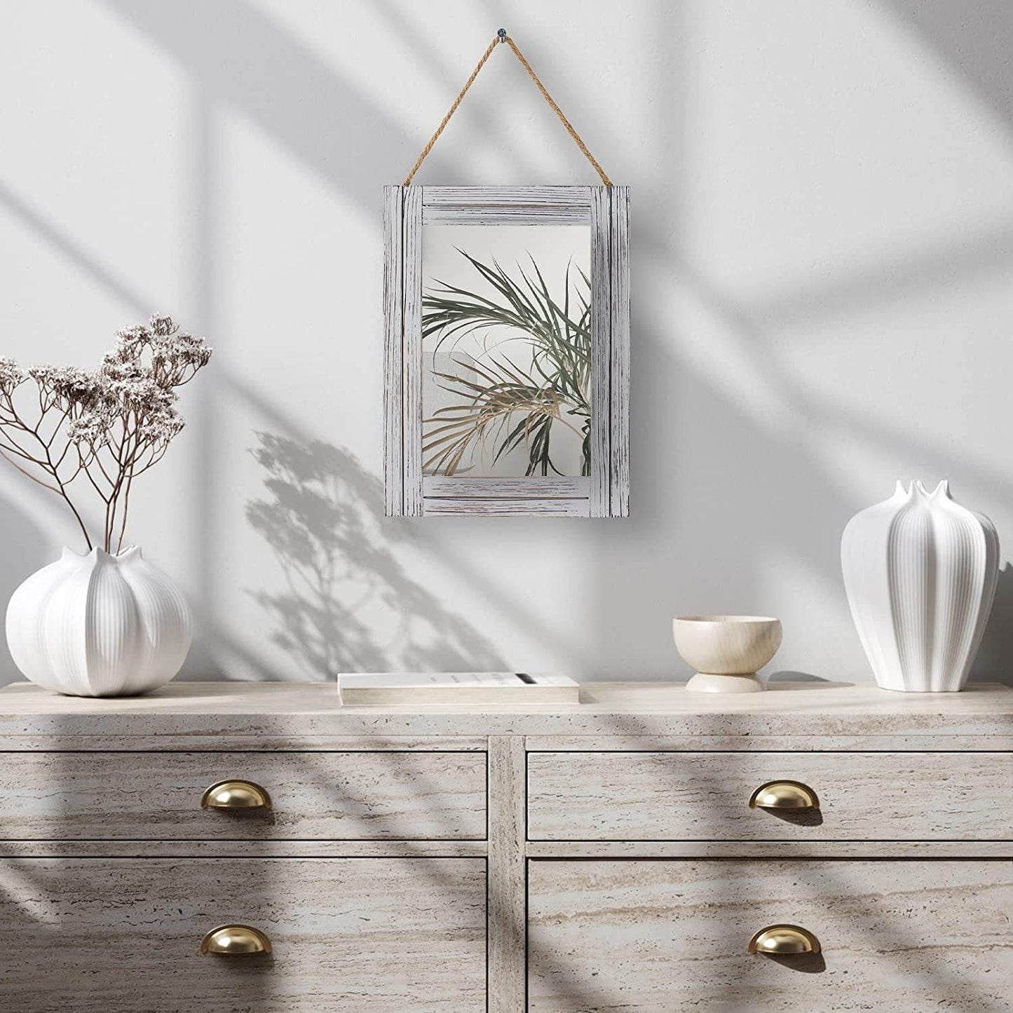 rustic wall mirror 12x16 Rustic Wood Wall Mirror with Hanging Rope....