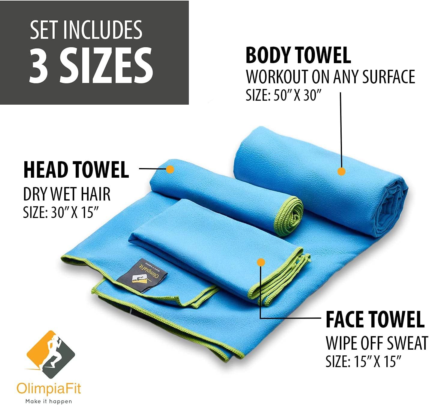 Quick Dry Microfiber Towels – 3-Pack Lightweight Travel Set is w/ Bag.