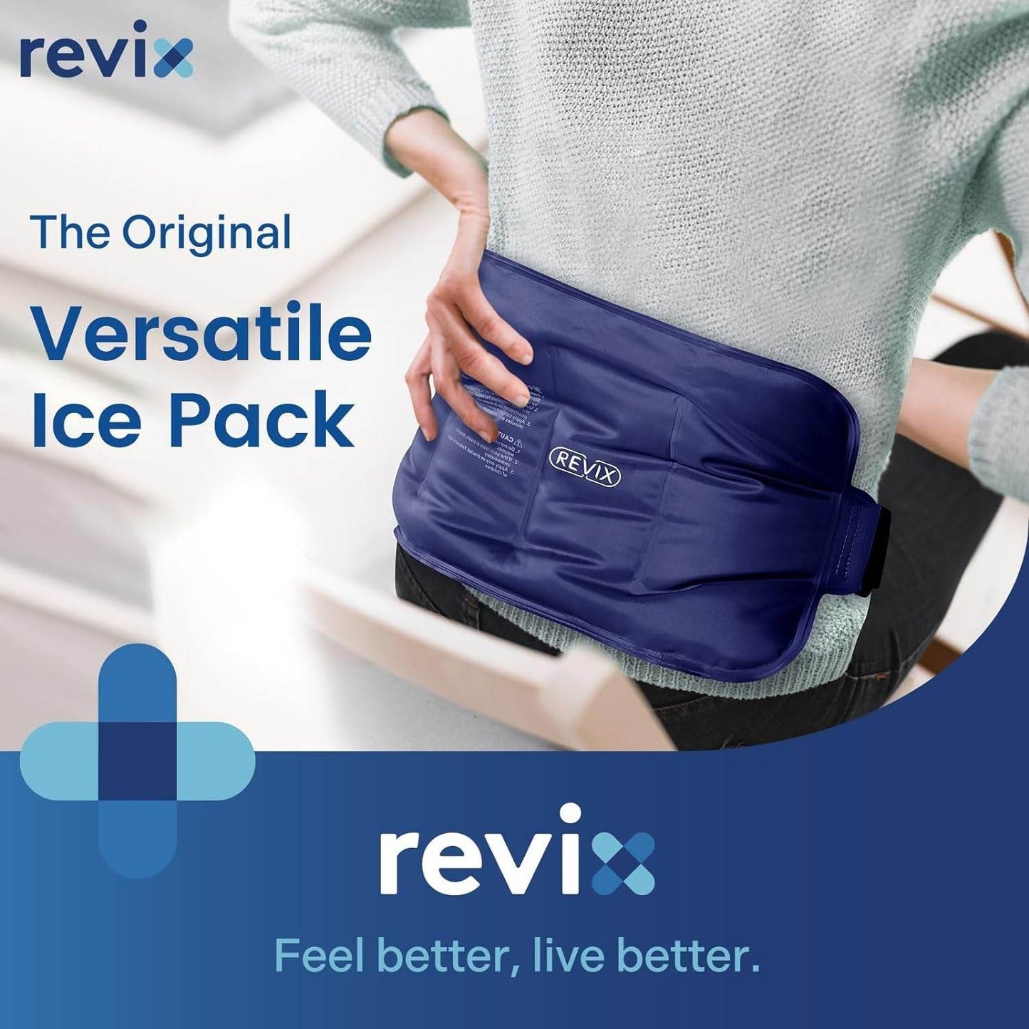 Reusable Gel Ice Pack for Injuries – 16x9" Cold Compress design, Navy.
