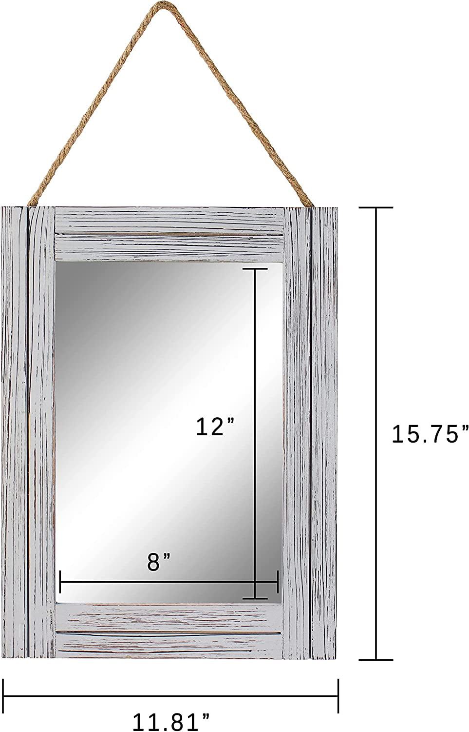 rustic wall mirror 12x16 Rustic Wood Wall Mirror with Hanging Rope....