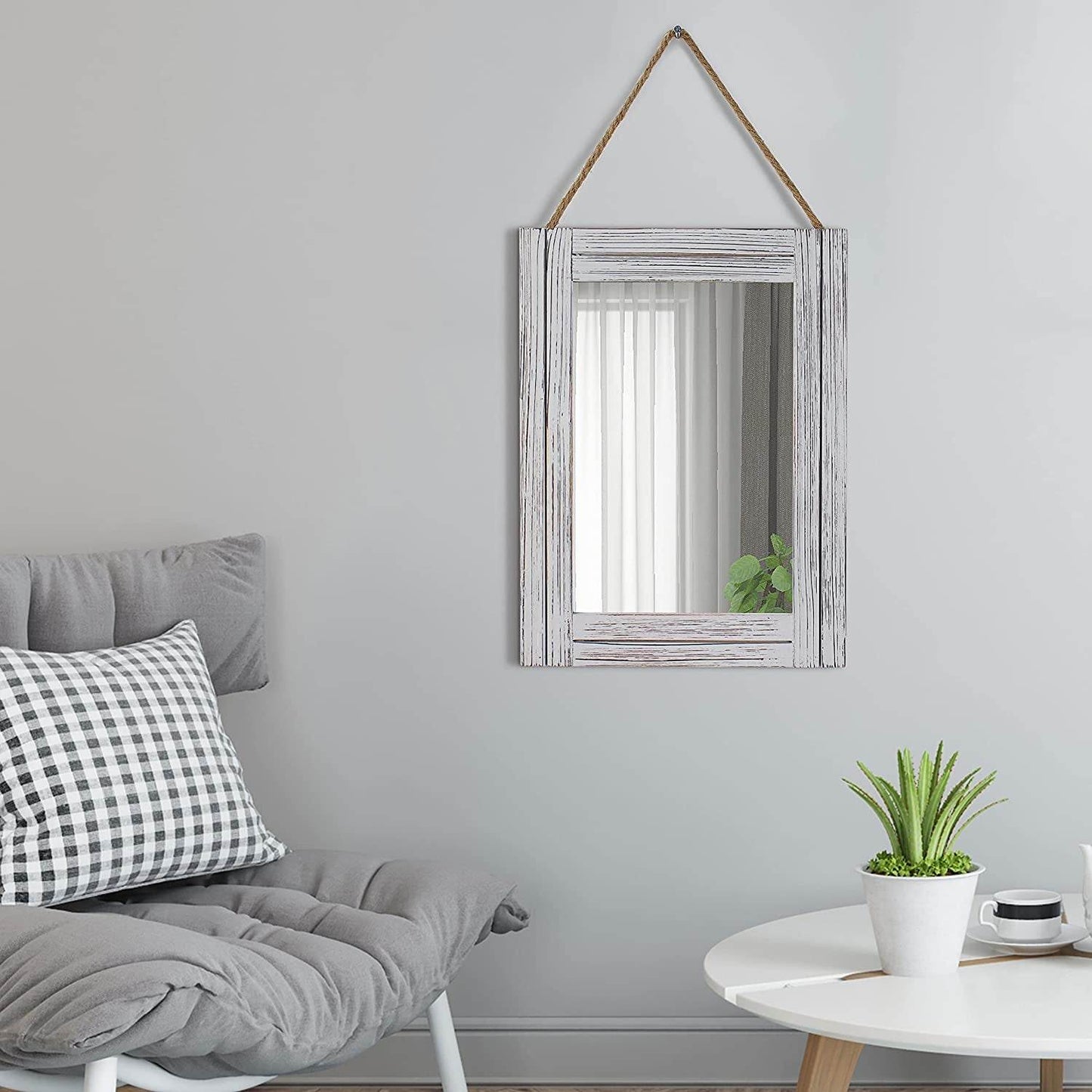 rustic wall mirror 12x16 Rustic Wood Wall Mirror with Hanging Rope....