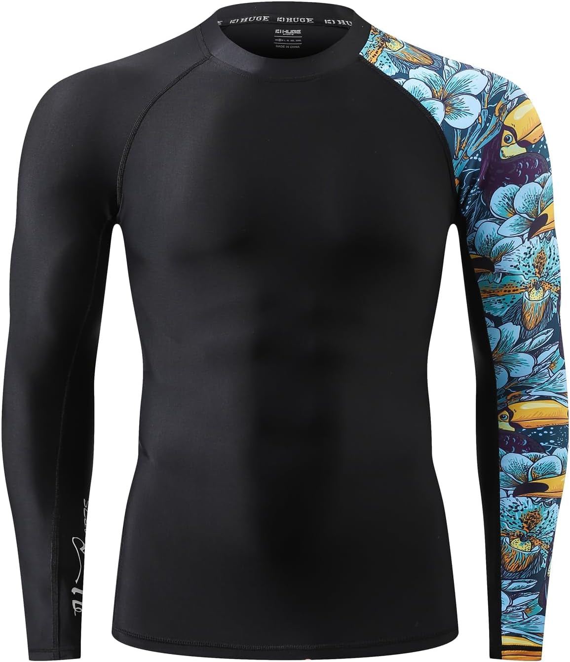 mens rash guard long sleeve swim shirt UPF 50+UV Protection Swim Shirt