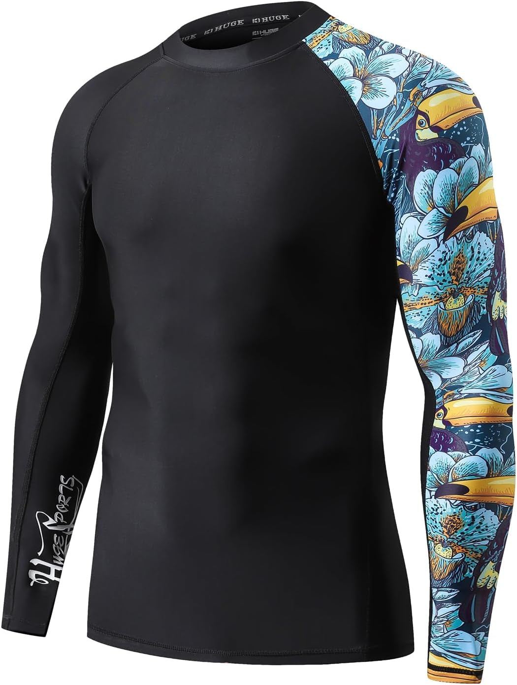 mens rash guard long sleeve swim shirt UPF 50+UV Protection Swim Shirt