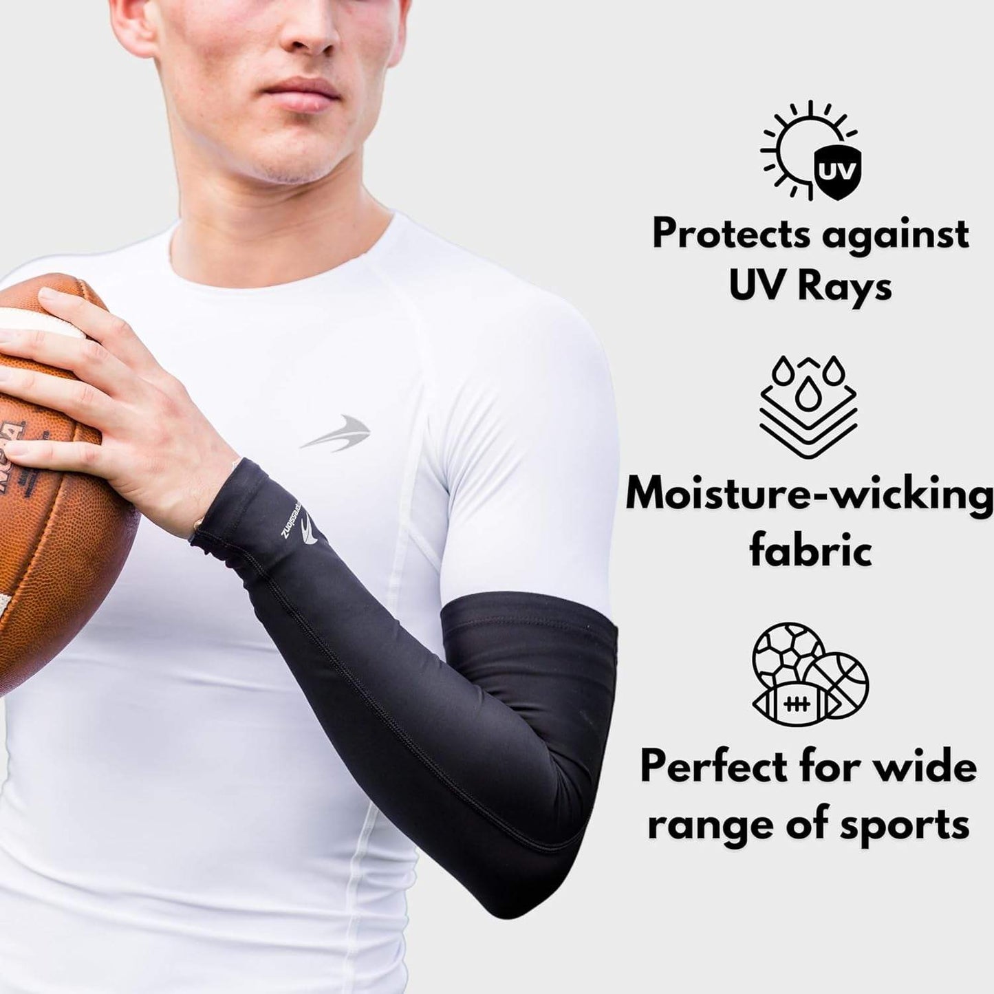 Youth Compression Arm Sleeves | UV Protection Basketball Baseball Volleyball Football for Boys and Girls Sports