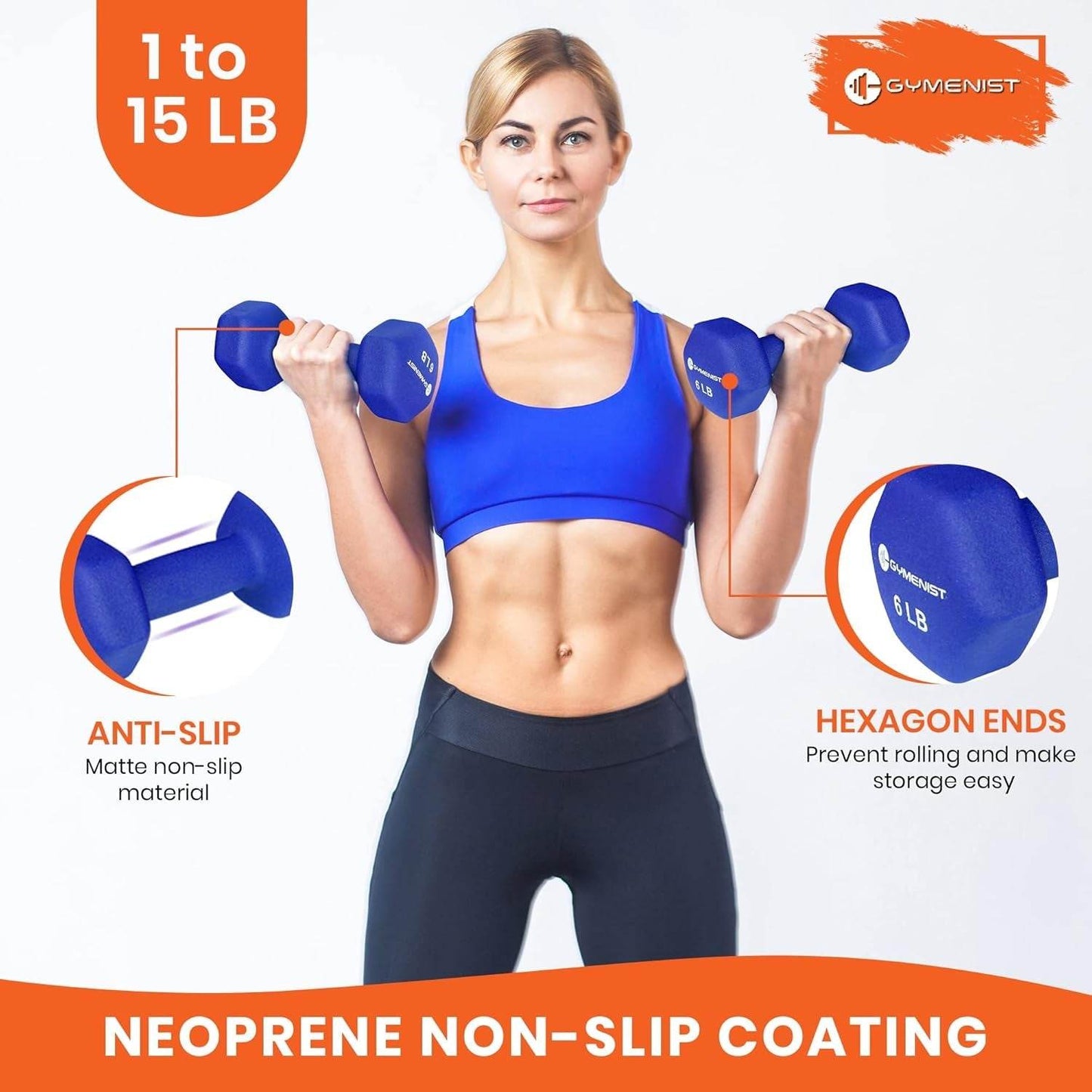 Neoprene Dumbbells Pair of Non-Slip Grip Set of 2 Hand Weights fitness