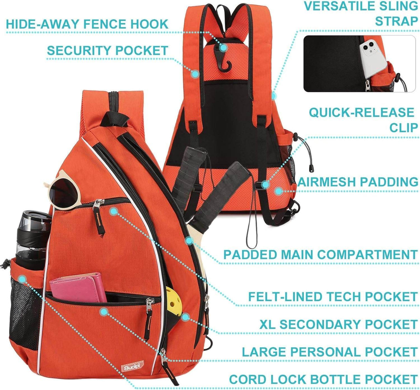 Women Pickleball Bag Reversible gear with Paddle Compartment Pocket..