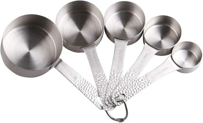 Measuring Cups 5Pcs Stainless Steel Measuring Cups Set 18/8 (304) Steel Material Heavy Duty Measurer Cups Color Silver (Siliver-5Cups+1Ring)