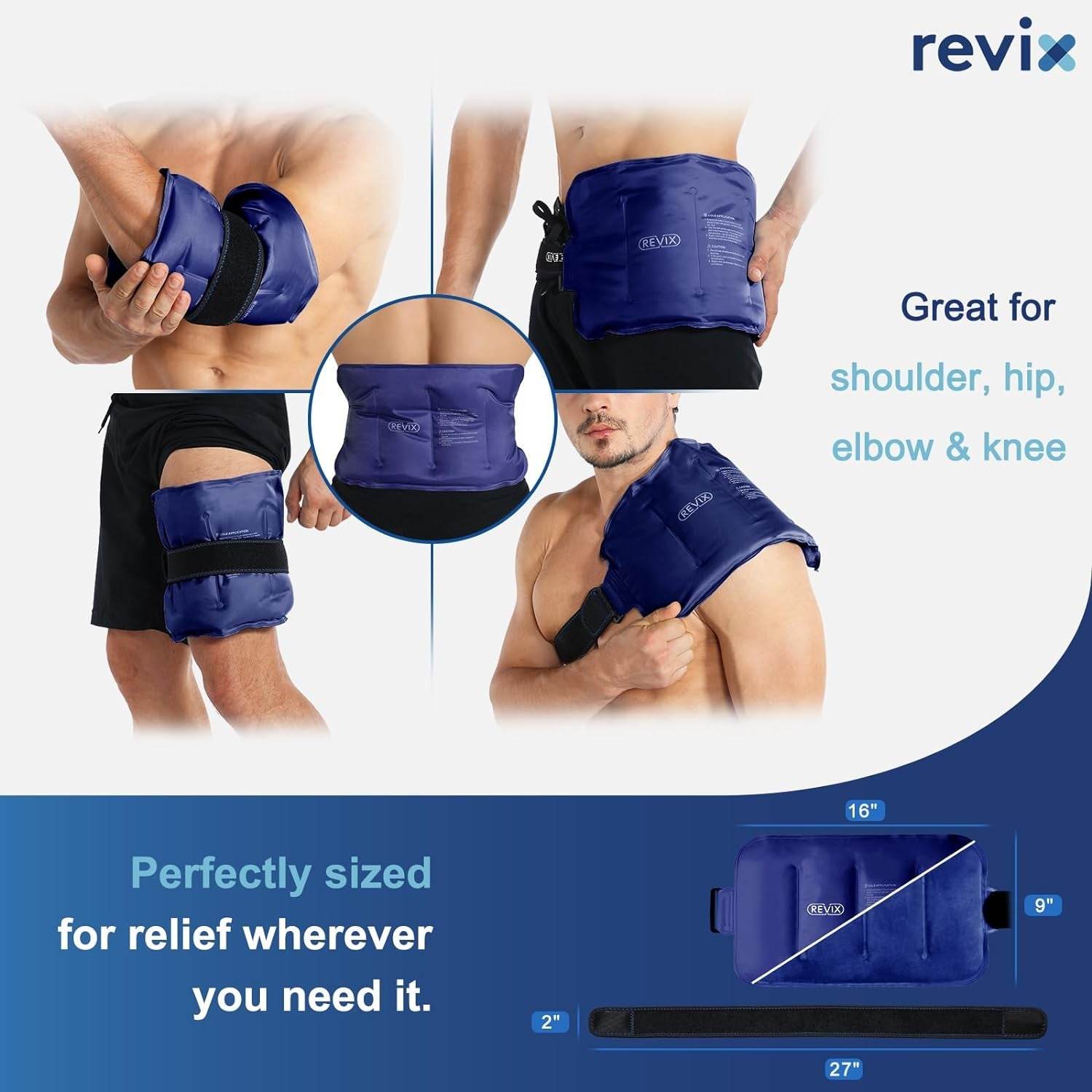 Reusable Gel Ice Pack for Injuries – 16x9" Cold Compress design, Navy.