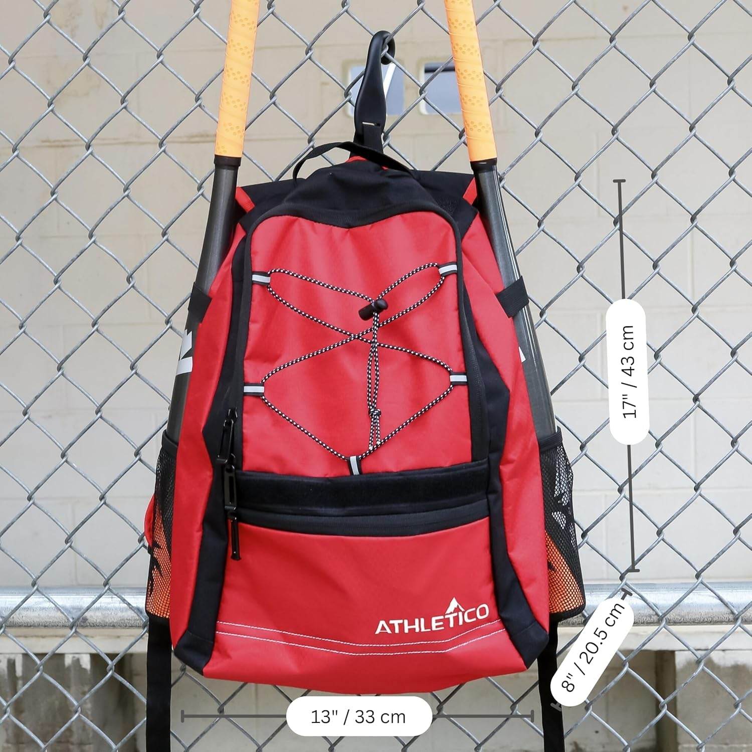 Youth Baseball Bag - Bat Backpack for Baseball, T-Ball & Softball Equipment & Gear | Holds Bat, Helmet, Glove | Fence Hook