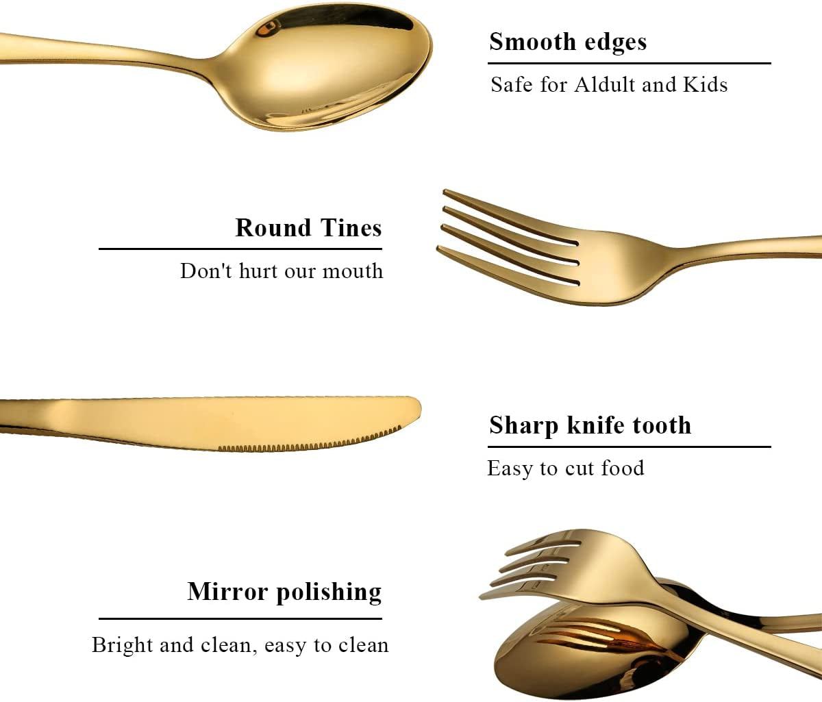 gold flatware set 20-Piece Gold Flatware Set Titanium-Plated Stainless