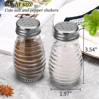 Glass Salt and Pepper Shakers Set,Oval Salt Shaker Set