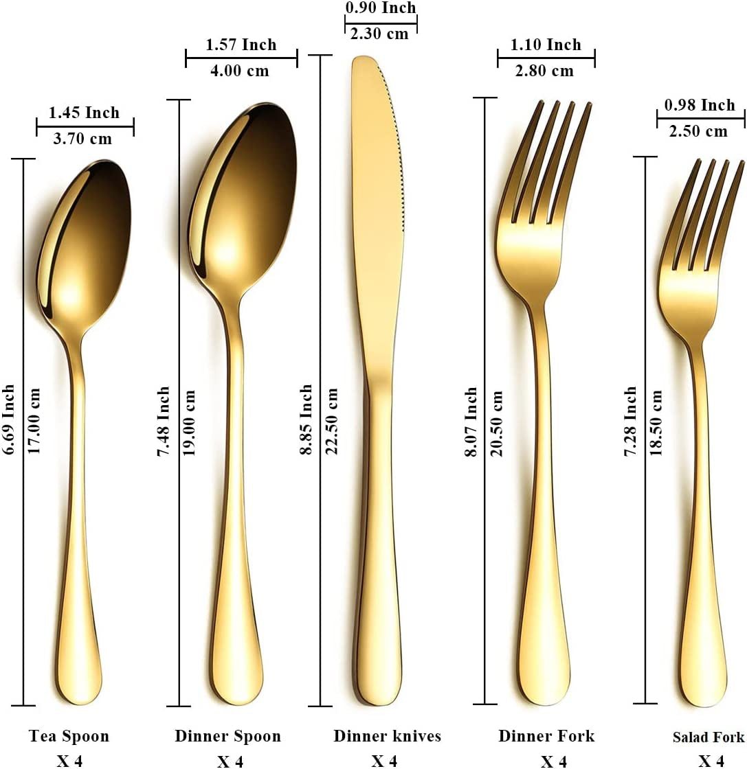 gold flatware set 20-Piece Gold Flatware Set Titanium-Plated Stainless