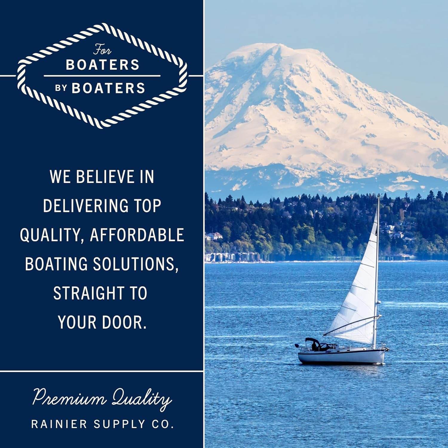 Rainiersupplyco Boat Anchor Rope - Double Braided Marine Rope Anchor Line - 50Ft Nylon Boating Line with 316 Stainless Steel Thimble and Heavy Duty Marine Grade Snap Hook
