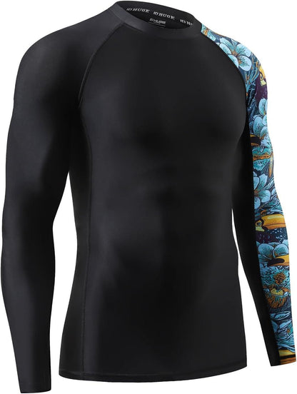 mens rash guard long sleeve swim shirt UPF 50+UV Protection Swim Shirt